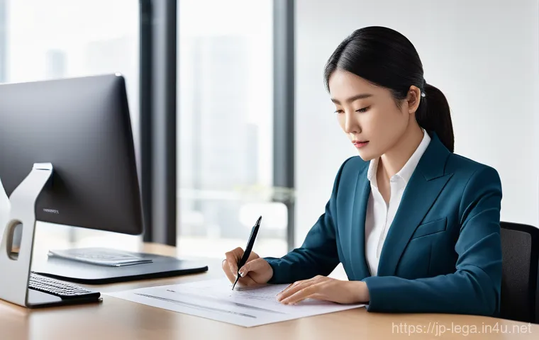 법무사 업무용 프로그램 추천 - **Prompt 1: Modern Judicial Scrivener's Digital Workspace**
    A professional Japanese female judic...